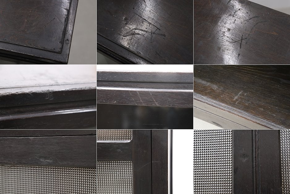 沼津店】レトロ ガラス キャビネット ダイヤガラス 食器棚 書棚 本棚