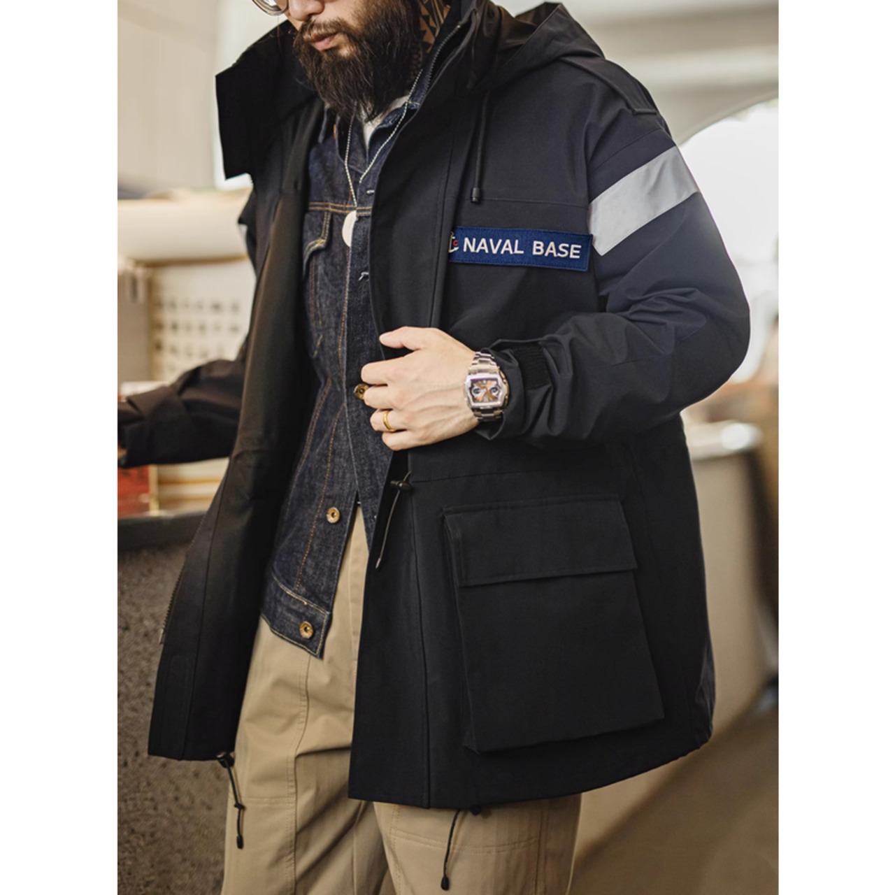 Winged Tailored Hooded Coat with Sleeve Switch ◇H0430