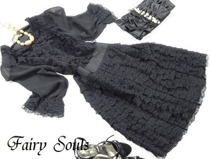 ★送料無料★11号（L)☆シルク100％★優雅なレ－スフリルワンピ(OPN8377) 