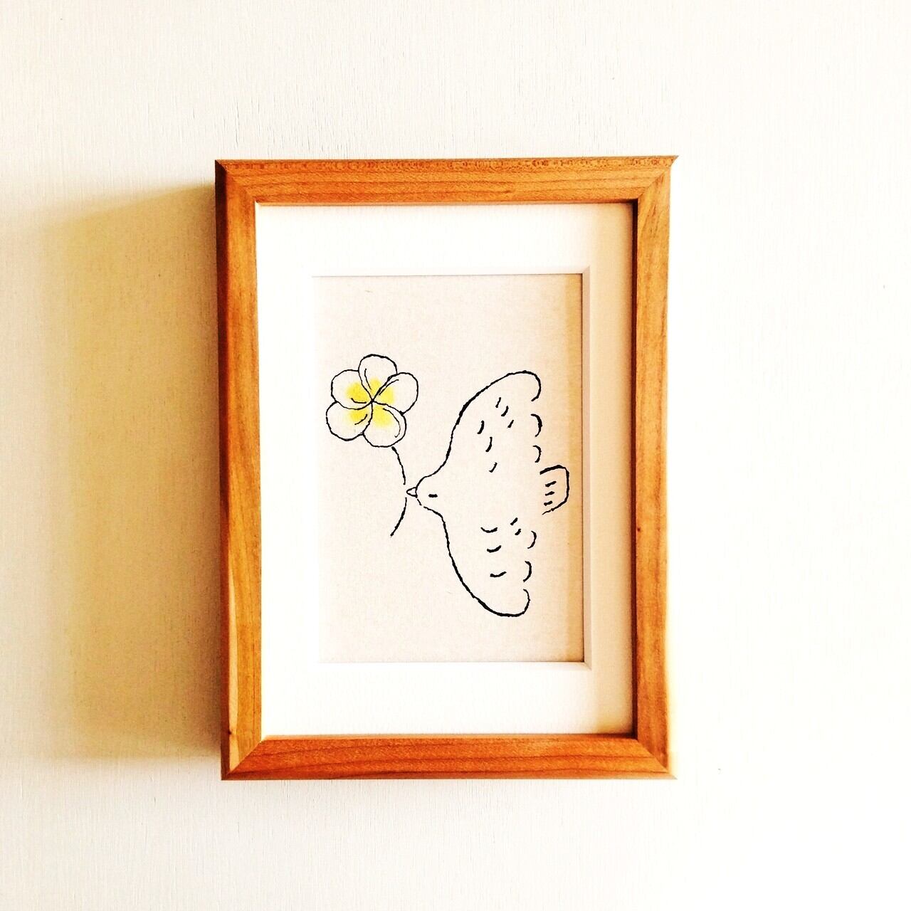 プルメリア 原画 ※木製額縁入り(2Lサイズ）花の絵・イラスト