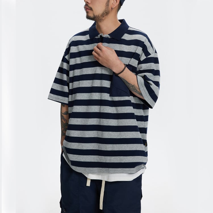 ★RETRO STRIPED POLO SHIRT　　　A0477