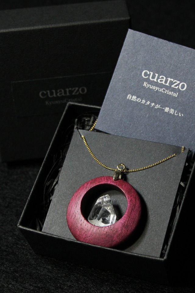 【121】宮崎クリスタル ローズウッドペンダント