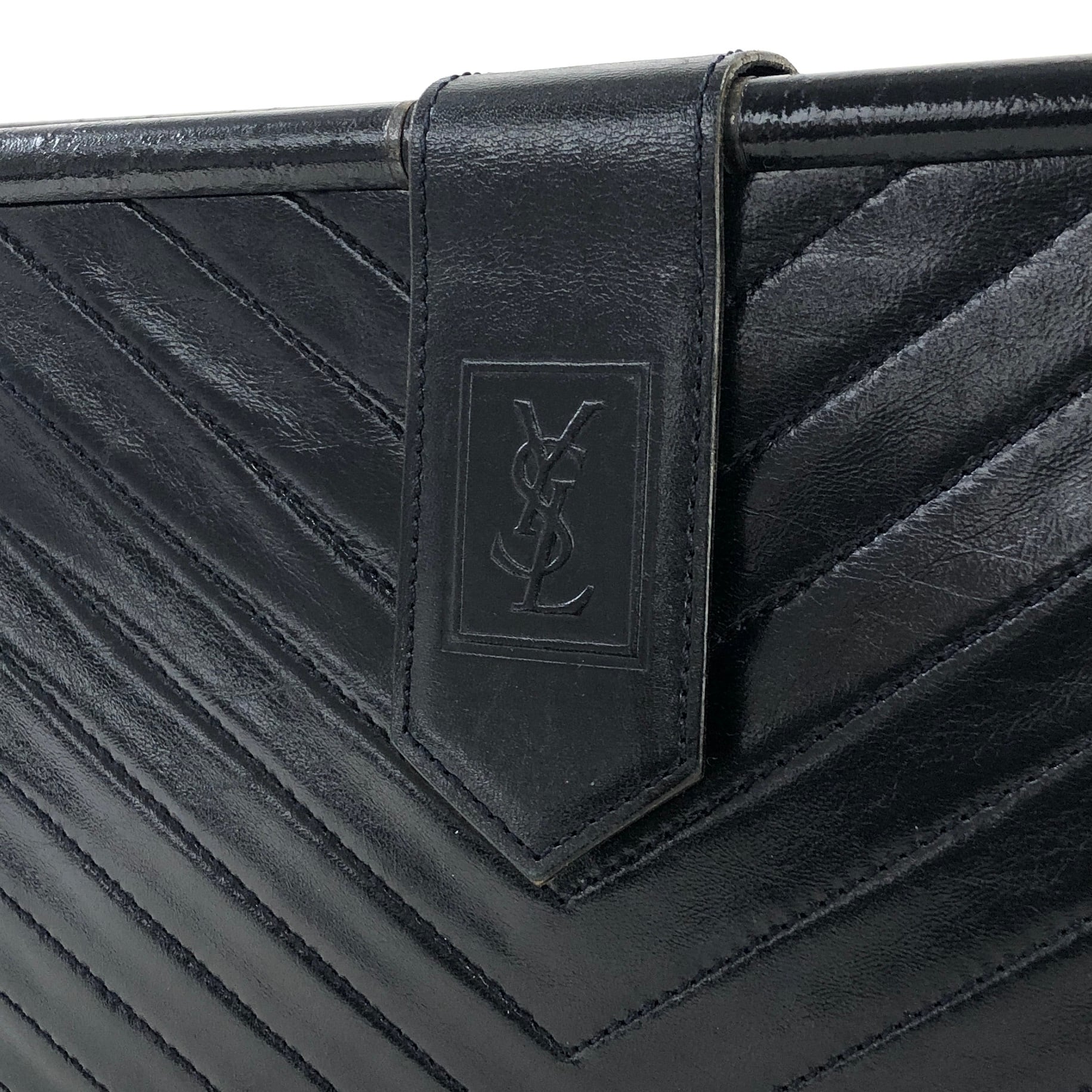 Yves Saint Laurent イヴ・サンローラン YSL レザー バイアステッチ