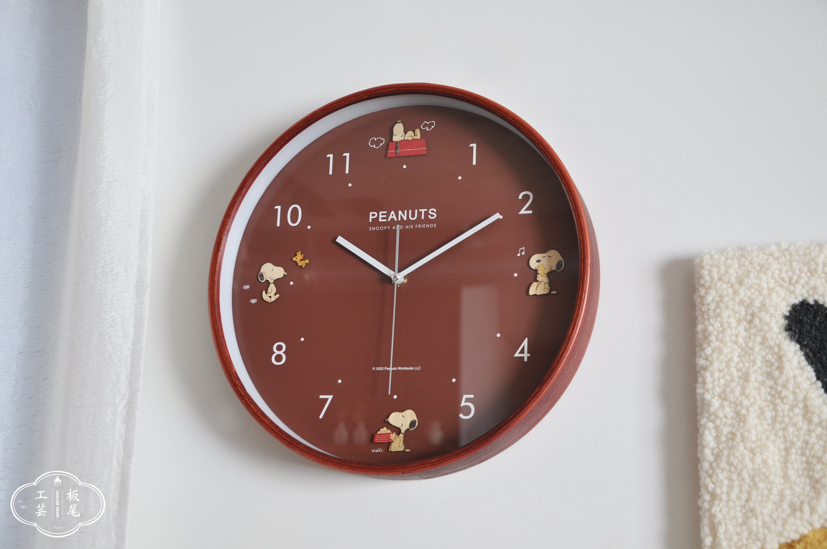 PEANUTS wood parts clock . スヌーピー 掛け時計 12時までの