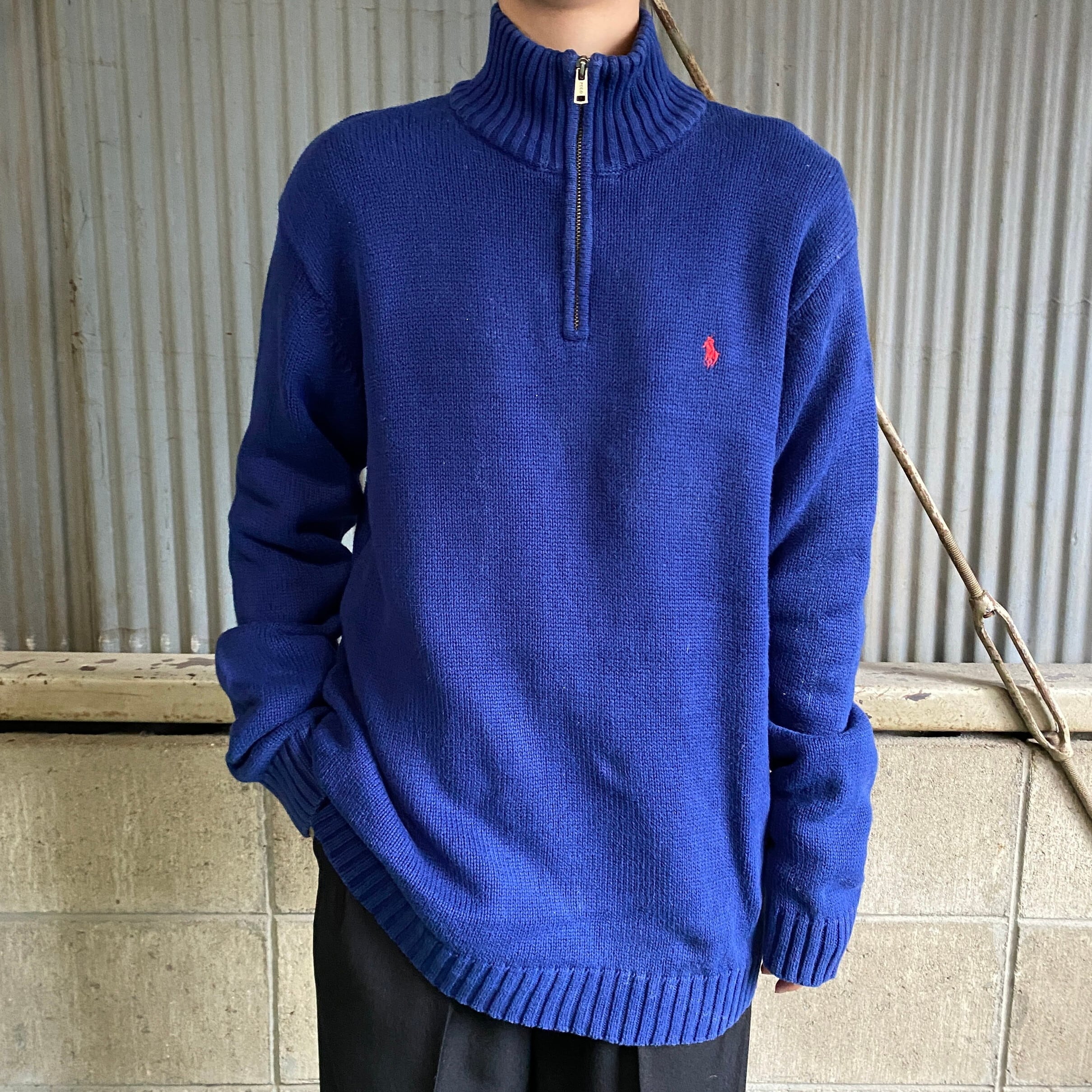 日本製 ポロバイラルフローレン フルジップ コットンニットセーター