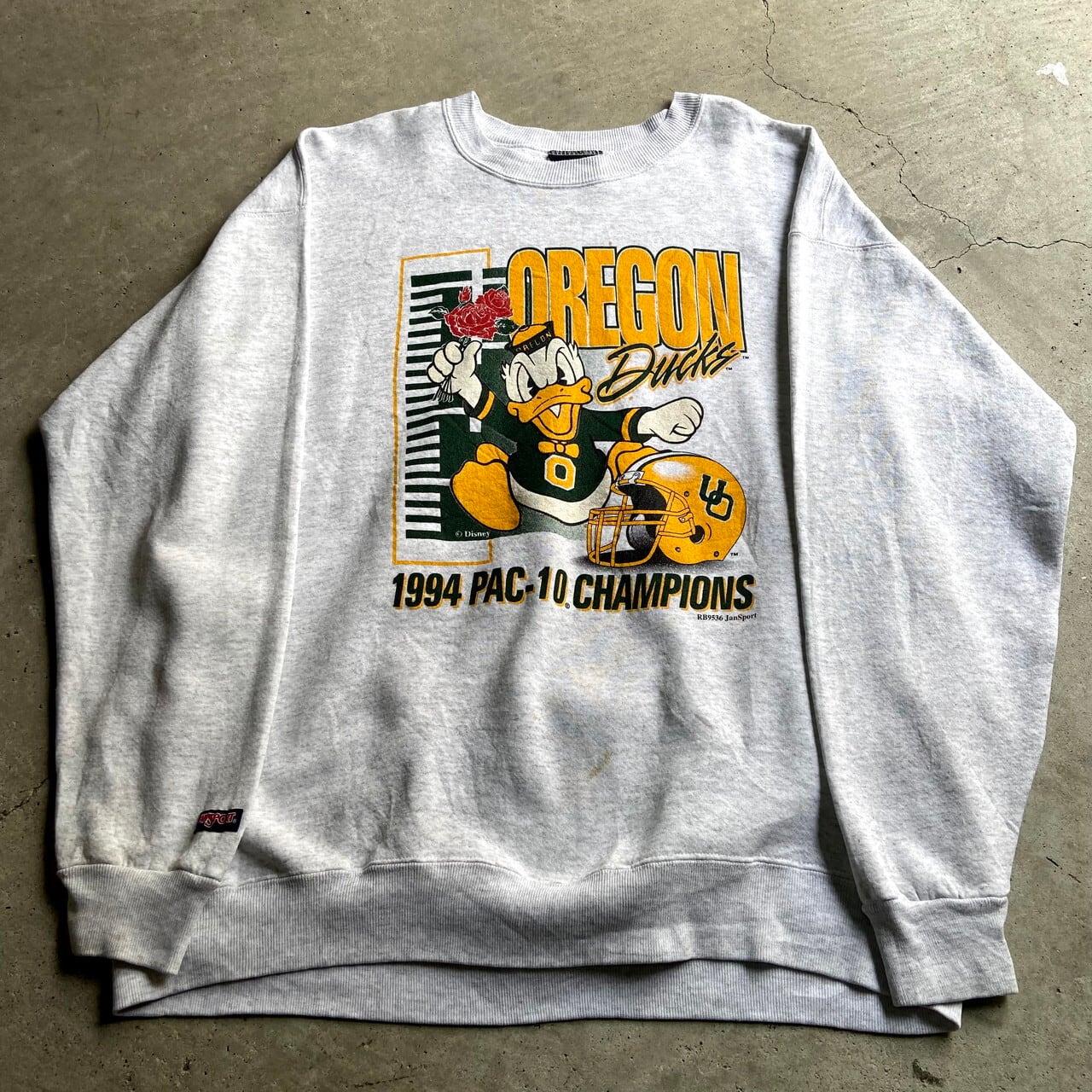 90年代 Usa製 Jansport ジャンスポーツ Disney ドナルド カレッジ アメフト プリント スウェット メンズxl 古着 スウェットトレーナー キャラクター レディース グレー スウェット Ss21 30 Cave 古着屋 公式 古着通販サイト