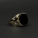 Vintage Signet Ring [Made in ENGLAND] [375 9ct Gold x Onyx Square Top] Celtic knot