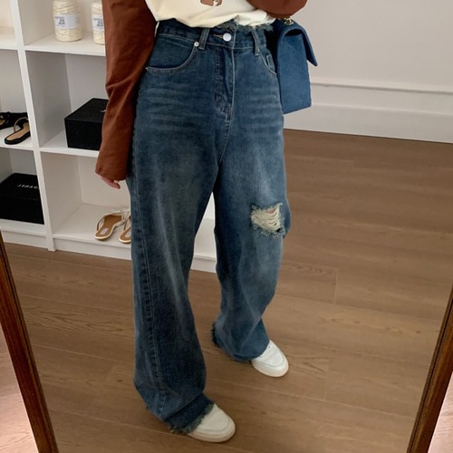 カットオフクラッシュデニムパンツ ・9320