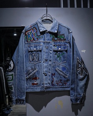 【add (C) vintage】60's “J.C.Penny”“FOREMOST”Pank Band Name Hand Drawing Vintage Denim Jacket
