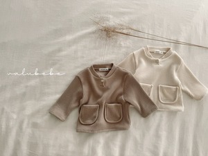 【valu bebe】ワッフルポケットカットソー ライトブラウン 70〜110cm  241108