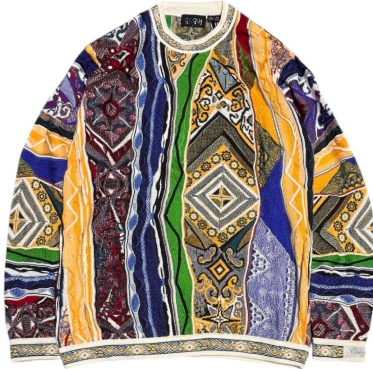 稀少サイズXL ビギー着用 COOGI 3Dニット 幾何学 コットン BIGGIE 