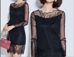 ★送料無料★L(11号位)☆チュールのシックなワンピース(OPN2091)