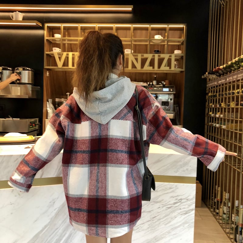Off-White チェックパーカーフーデットネルシャツ｜シャツ