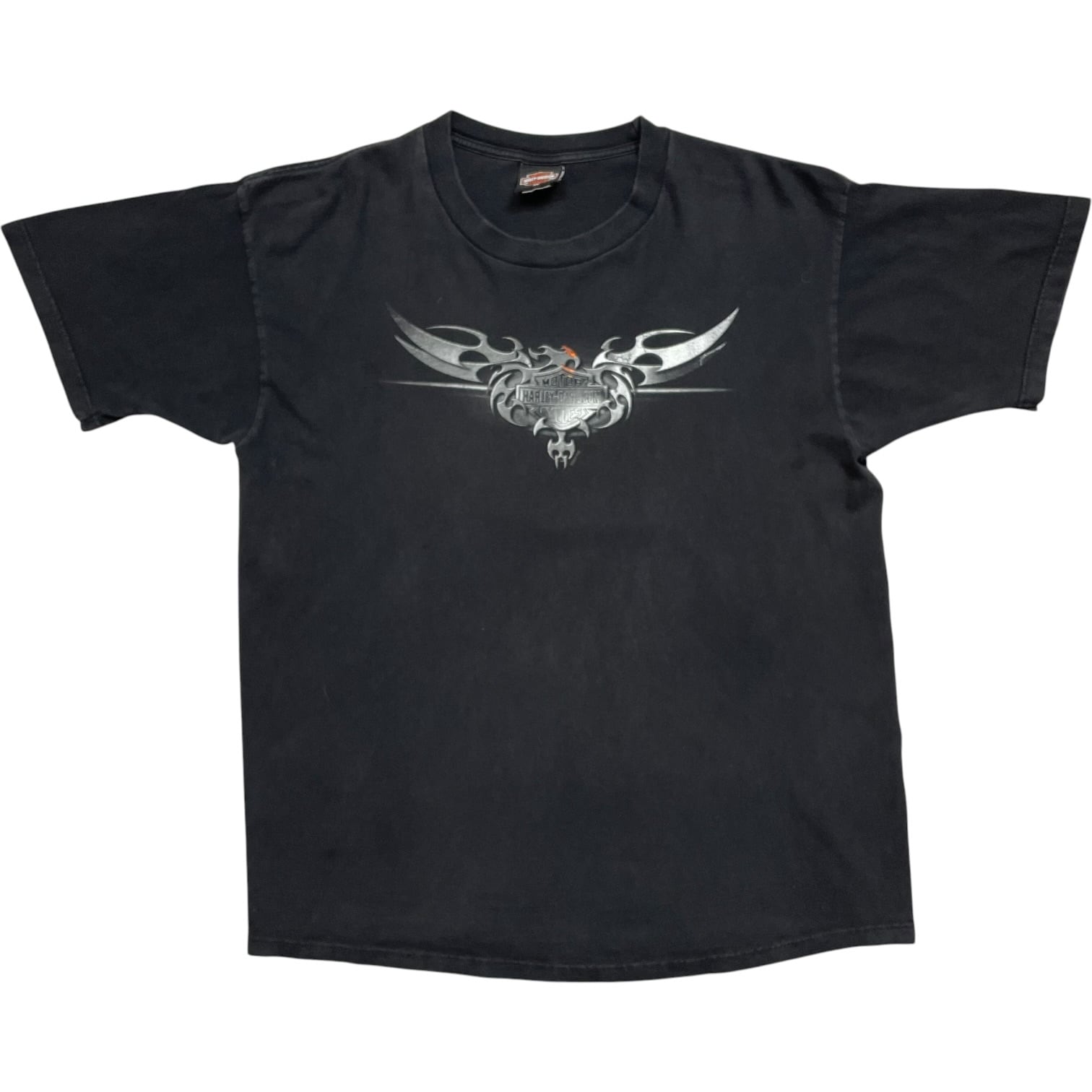 《XL》 Harley-Davidson ハーレーダビッドソン Tシャツ ブラック プリントデザイン フェード USA製 no.10055
