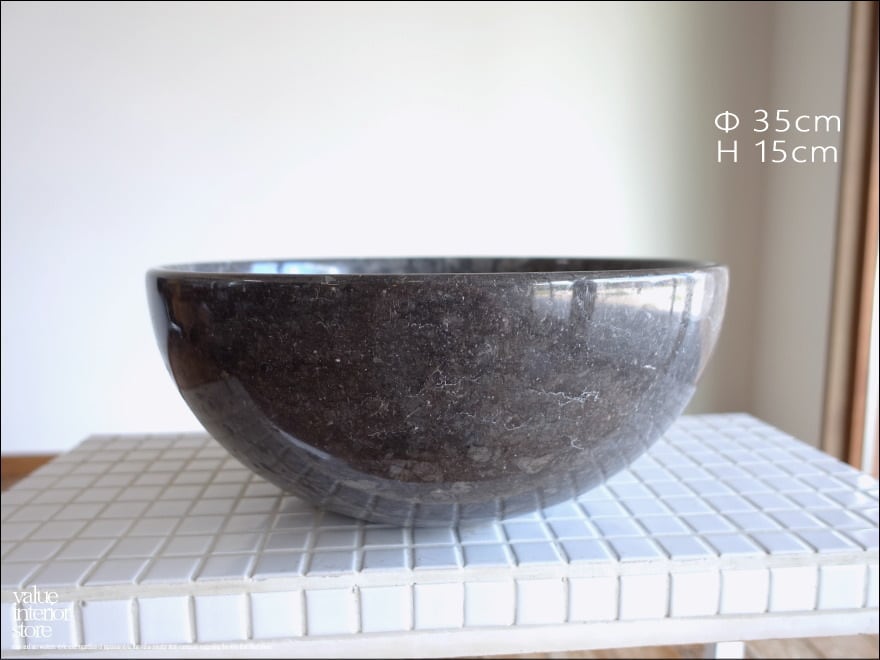 天然大理石 洗面ボウルmince/GY35cm ウォッシュボウル 手洗い鉢 手洗器 洗面器 手洗いボウル 洗面用品 マーブル Φ35 × H15cm idawash