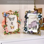 写真立て フォトフレーム 青い花 メタル レトロ クリエイティブフォトフレーム 写真のアンティーク 家庭用 ルームリビングルーム オフィス 装飾 バレンタインデー 新年 母の日 贈り物 ギフト