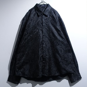 Black Paisley Pattern Desgin Jacquard Shirt