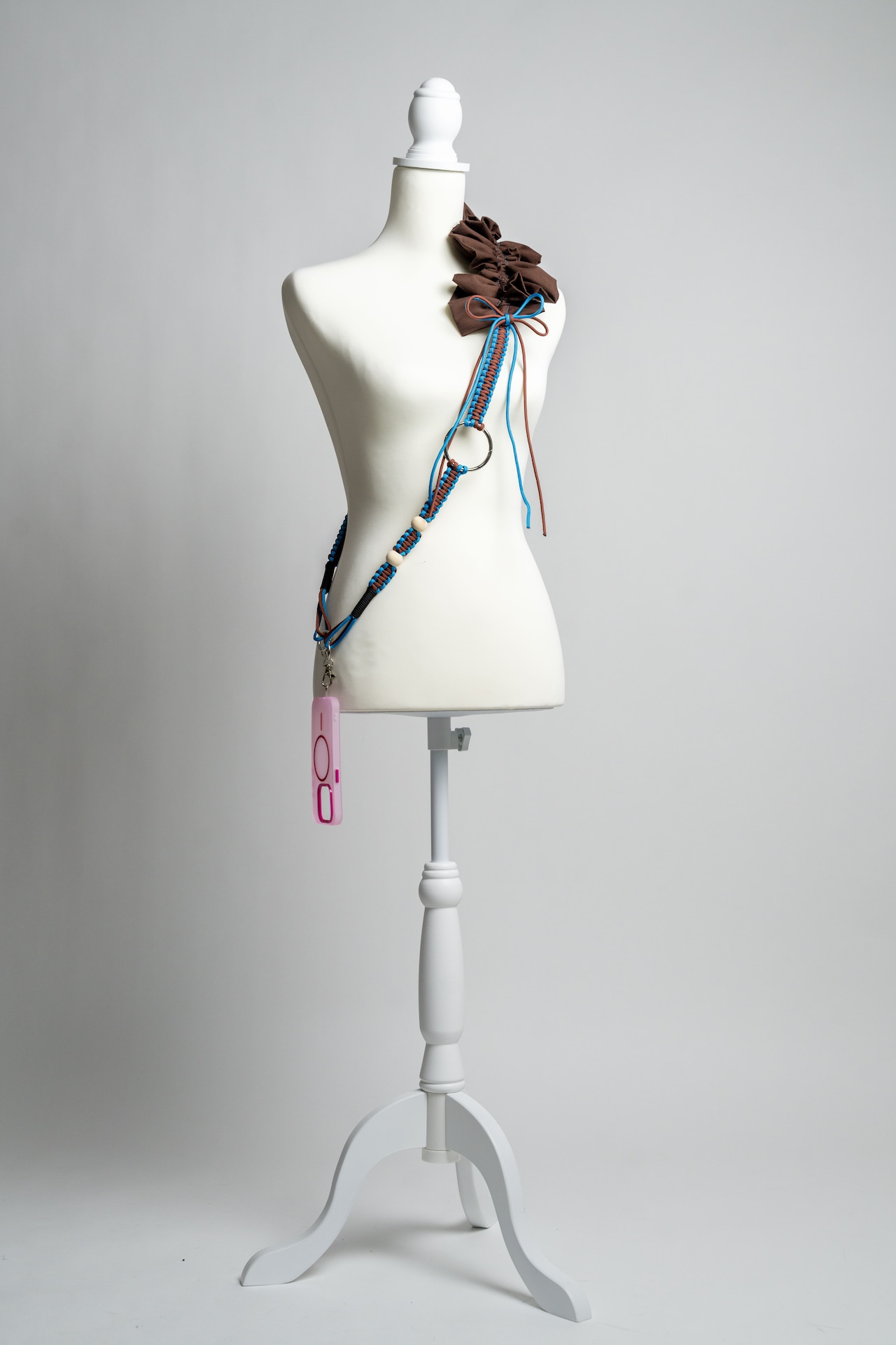 bi-tone frill strap Brown×Blue