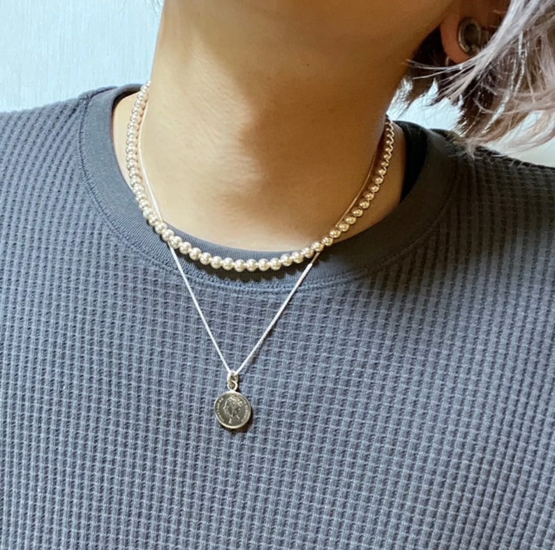 Re:st 8mm silver peal necklace 40cm シルバーパール ネックレス