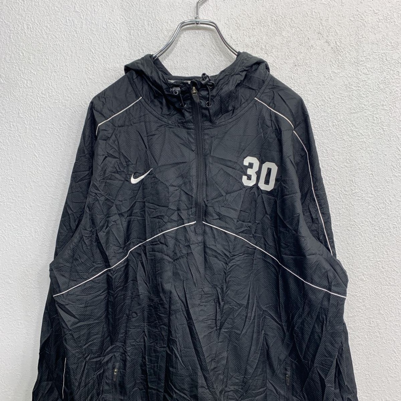 NIKE ハーフジップ ナイロンジャケット Sサイズ ナイキ ブラック 古着 