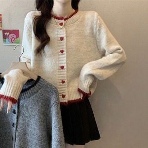 ニット カーディガン ハートボタン レディース 秋冬 韓国 きれいめ 大人 カジュアル かわいい おしゃれ 長袖 羽織り アウター トップス ハート 大人可愛い 大人女子