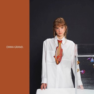 碧い海に浮かぶチェッカーフィッシュネクタイ　E00569