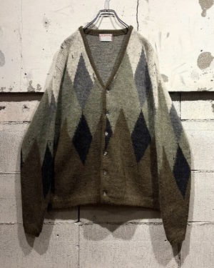 【Caka otto】 60’s “McGREGOR” Argyle Pattern Vintage Mohair Knit Cardigan