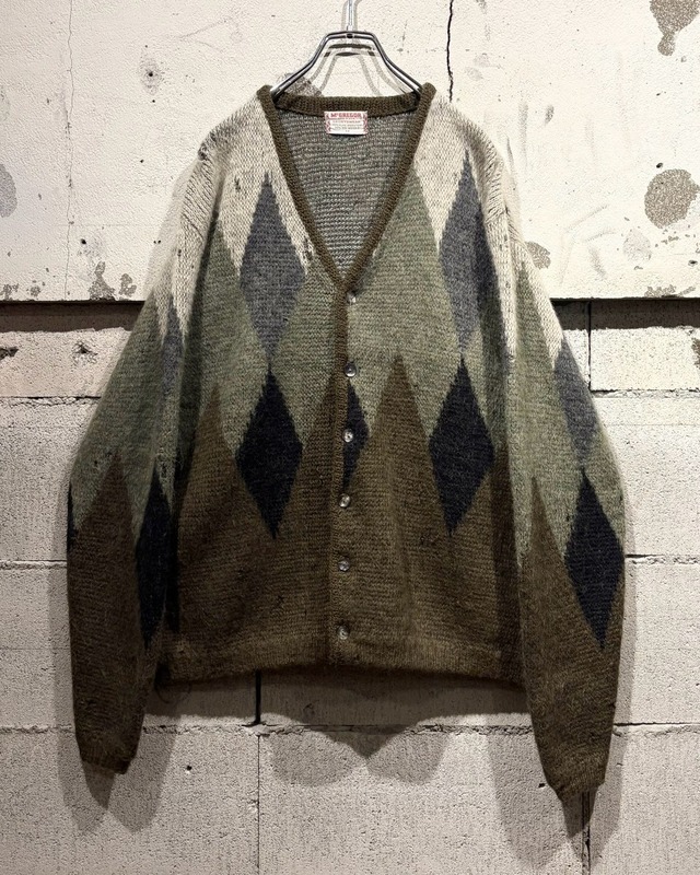 【Caka otto】 60’s “McGREGOR” Argyle Pattern Vintage Mohair Knit Cardigan
