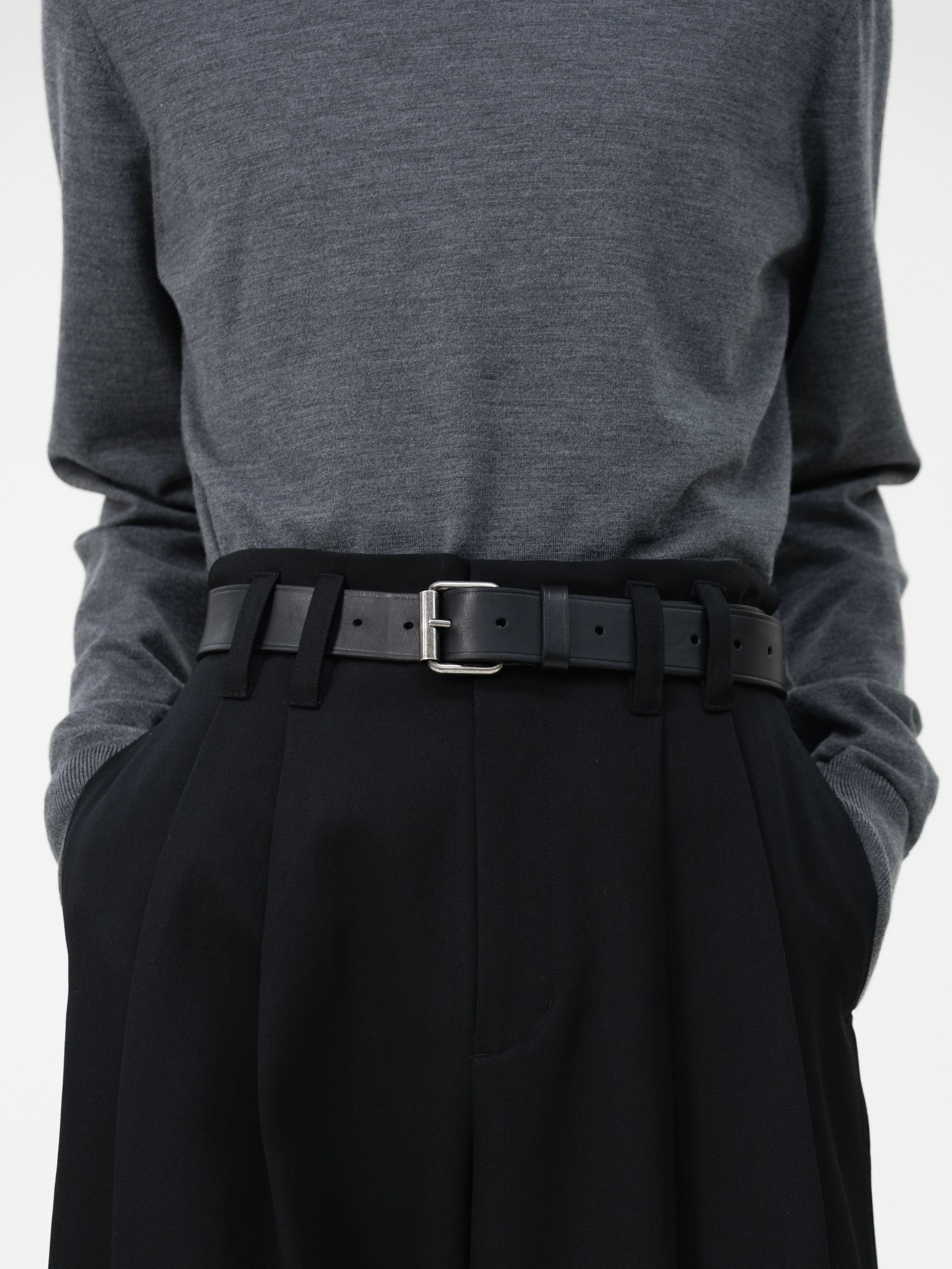 HEAVY WOOL GABARDINE OVER WIDE TUCK TROUSERS【BLACK】 | lapiis