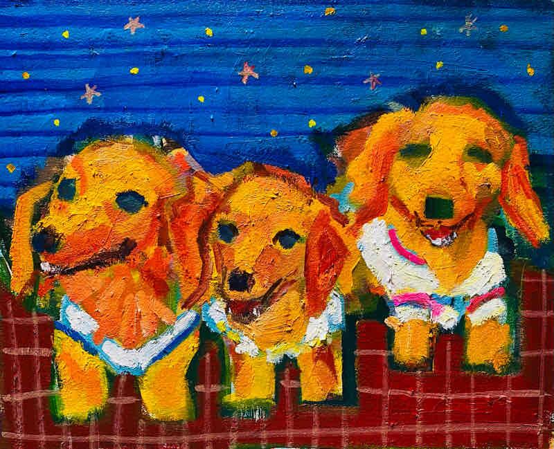 OIL COLOUR | 油彩画 #現代アート #犬 #猫