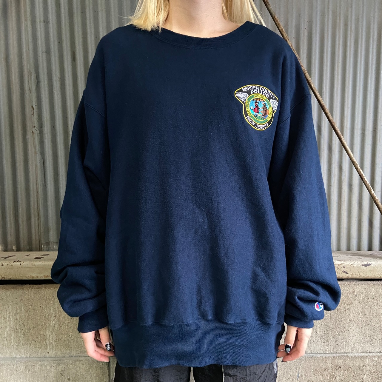 00年代 Champion チャンピオン POLICE ロゴ刺繍 ワッペン プレミアム 