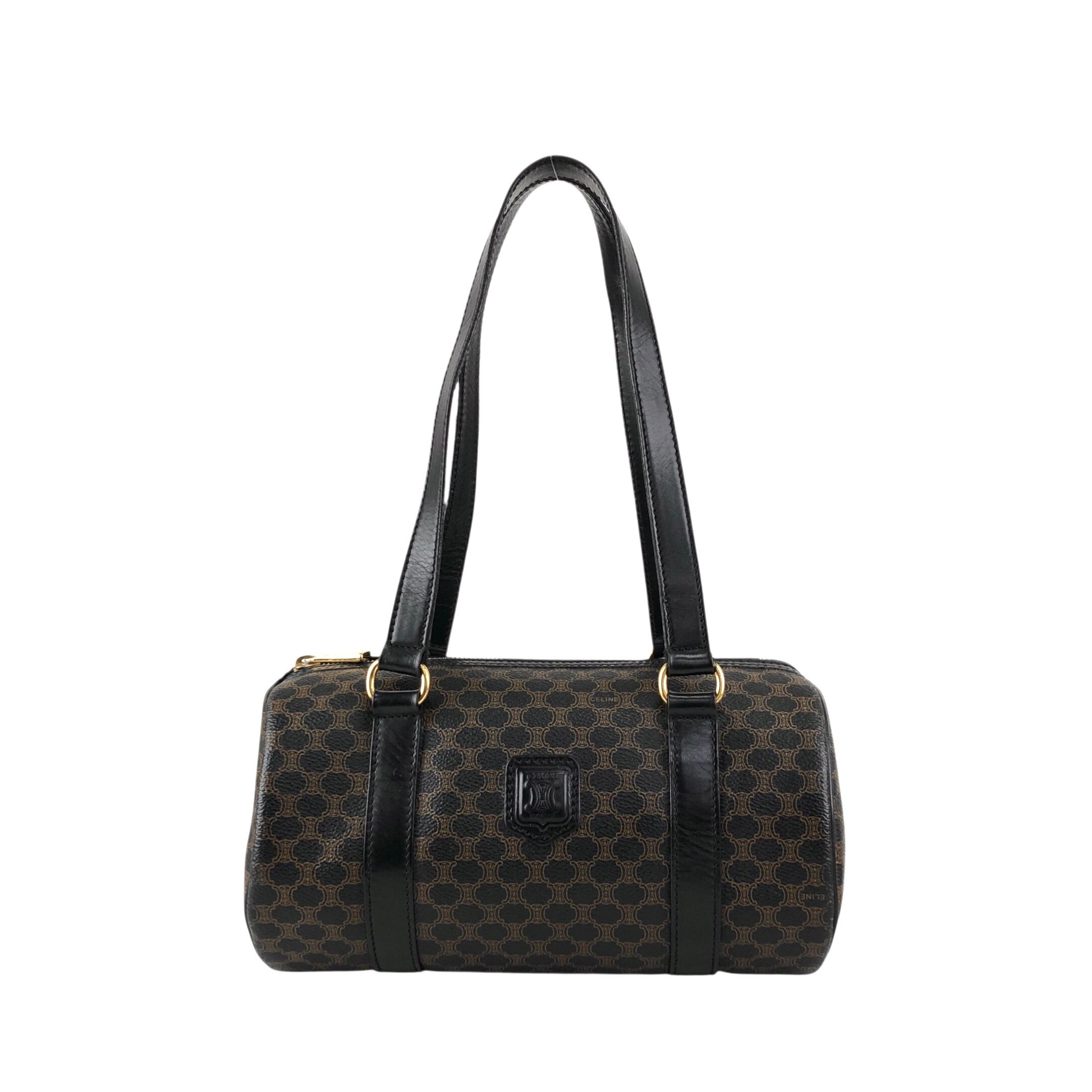 CELINE セリーヌ マカダム柄 ハンドバッグ ブラック ブラゾン型押し