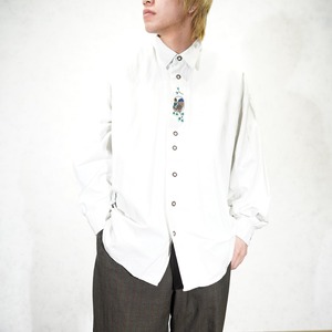 EU VINTAGE LANDHAUS PHEASANT EMBROIDERY DESIGN TYROLEAN SHIRT/ヨーロッパ古着キジ刺繍デザインチロリアンシャツ