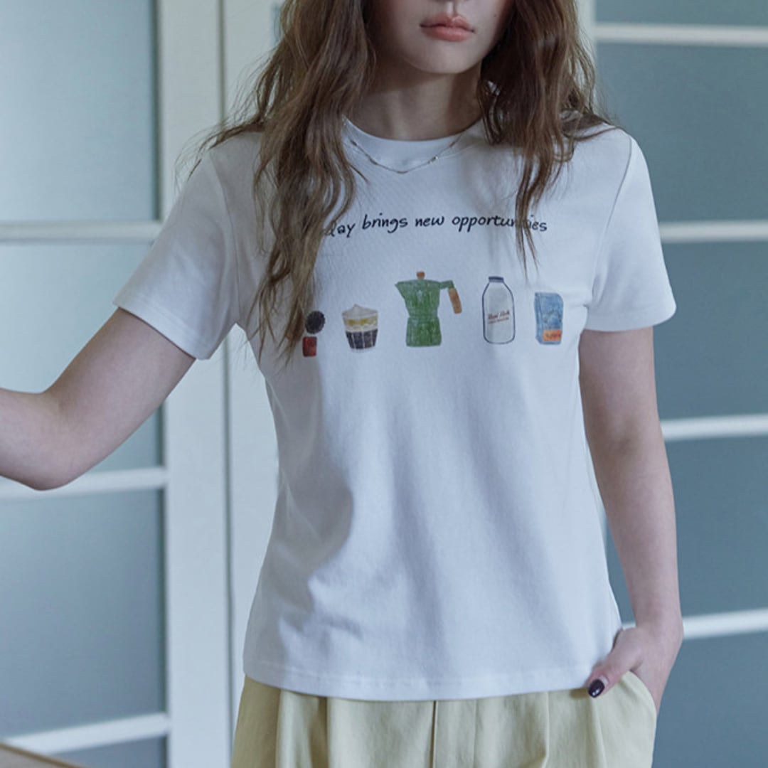 illustration print compact tshirt