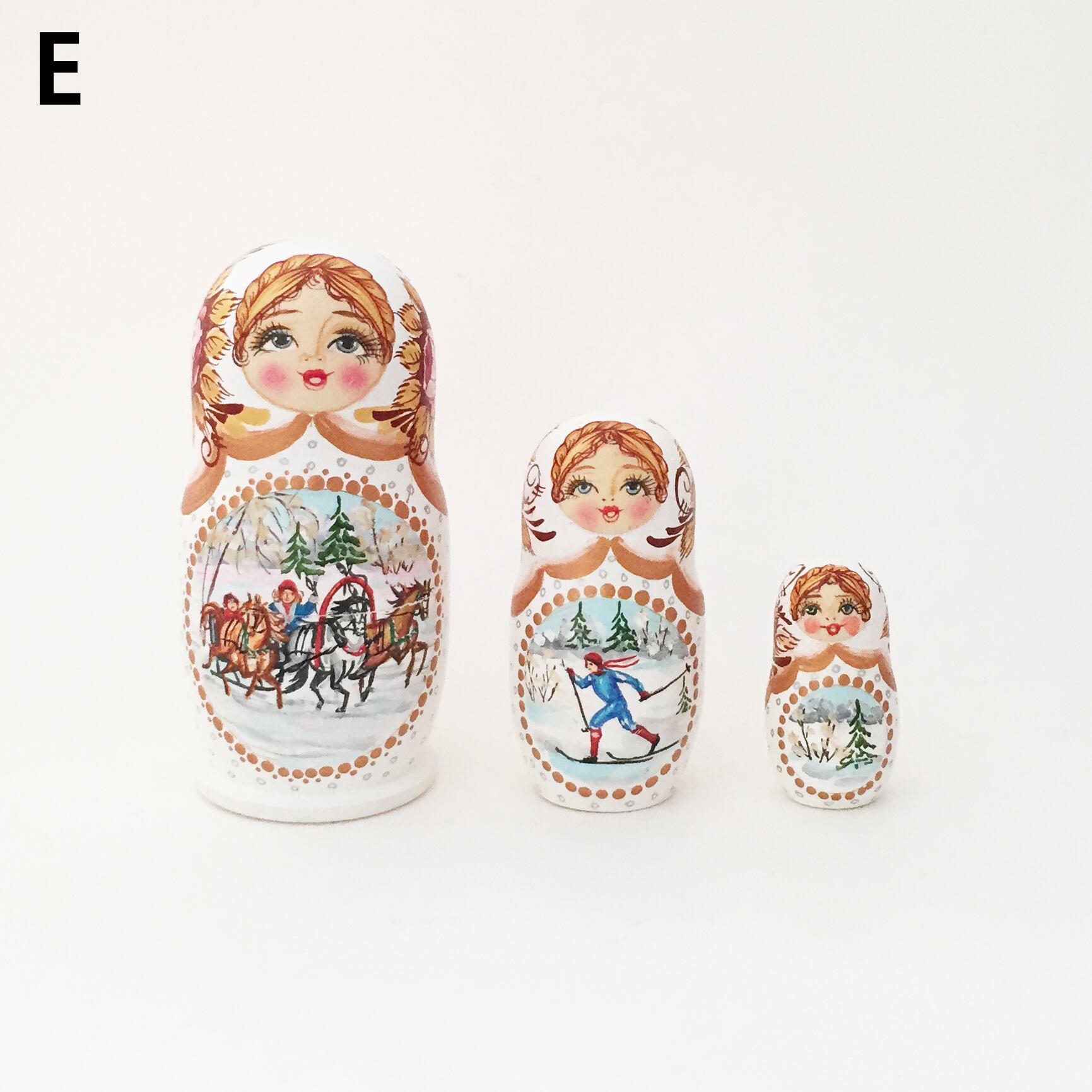 タチアナさんの冬景色マトリョーシカ（3個組/5種類）