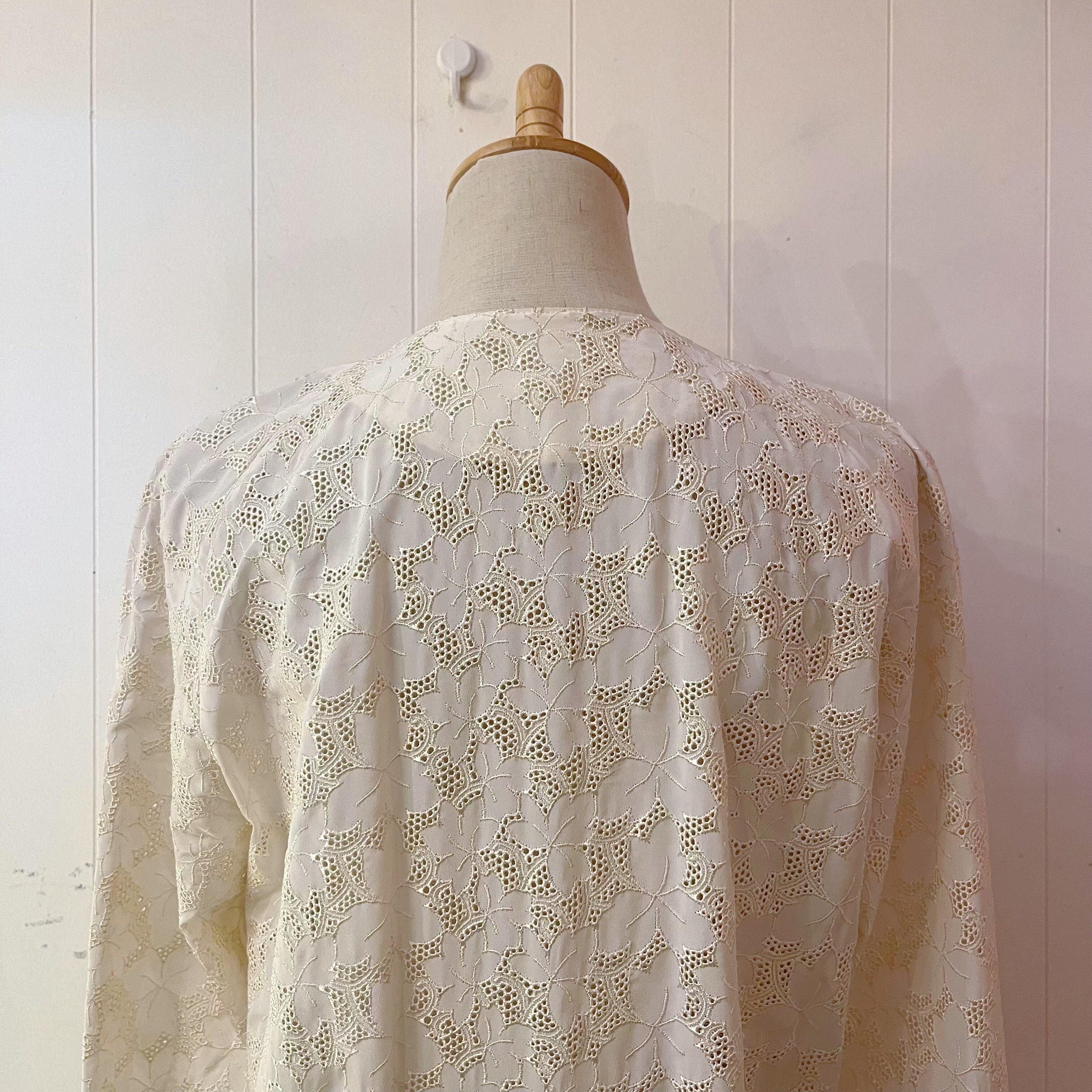 white leaf lace ribbon one-piece