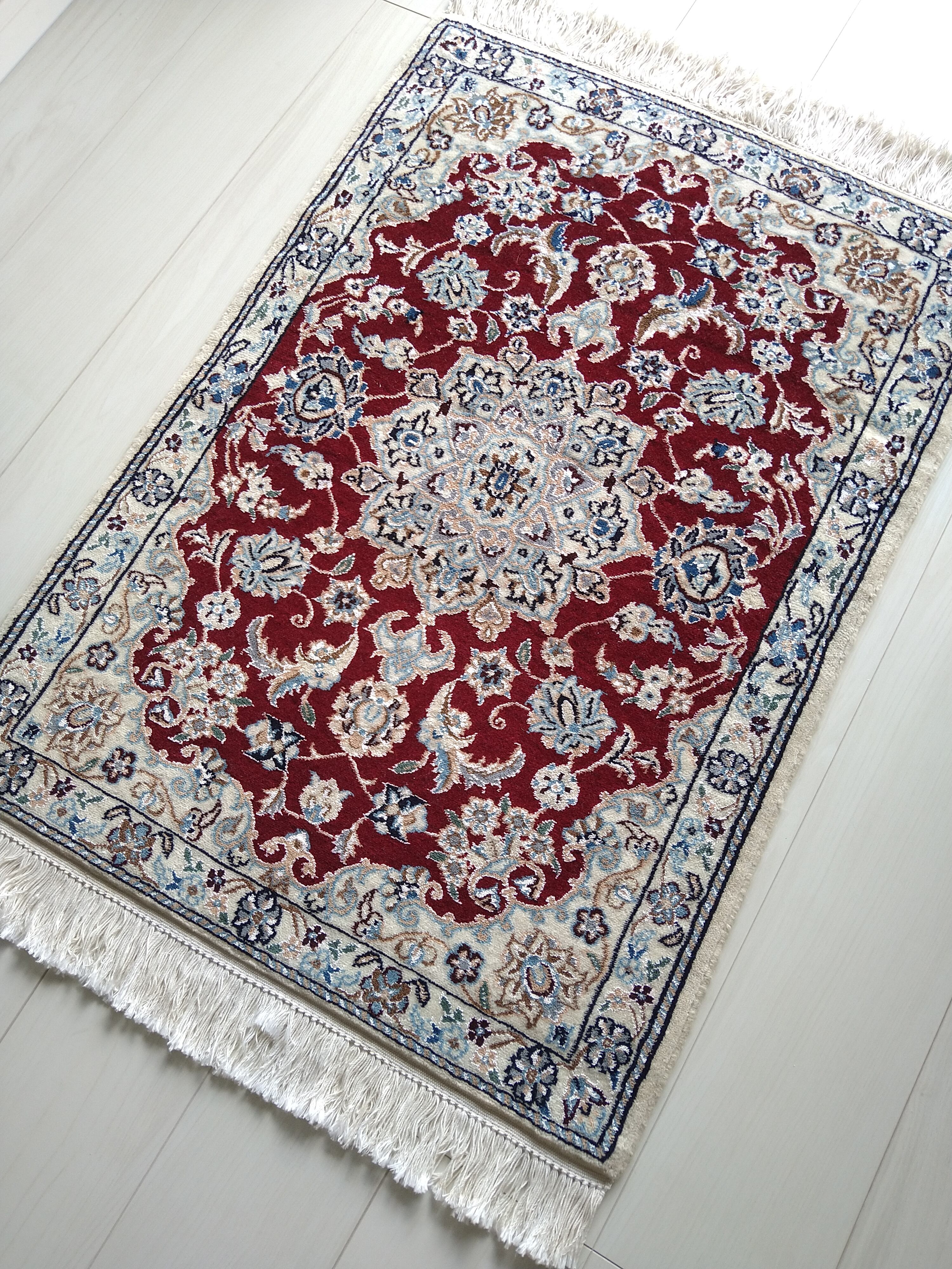 ヴィンテージ ペルシャ絨毯 約146×97cm ナハバンド産 お花モチーフ幾何学