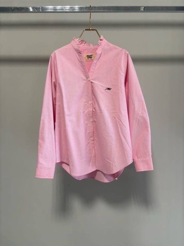 【1月中旬頃入荷次第お届けのご予約】 MARGAUX VINTAGE/マルゴーヴィンテージ オックスフォードフリルシャツ MG BL - 27013 - S