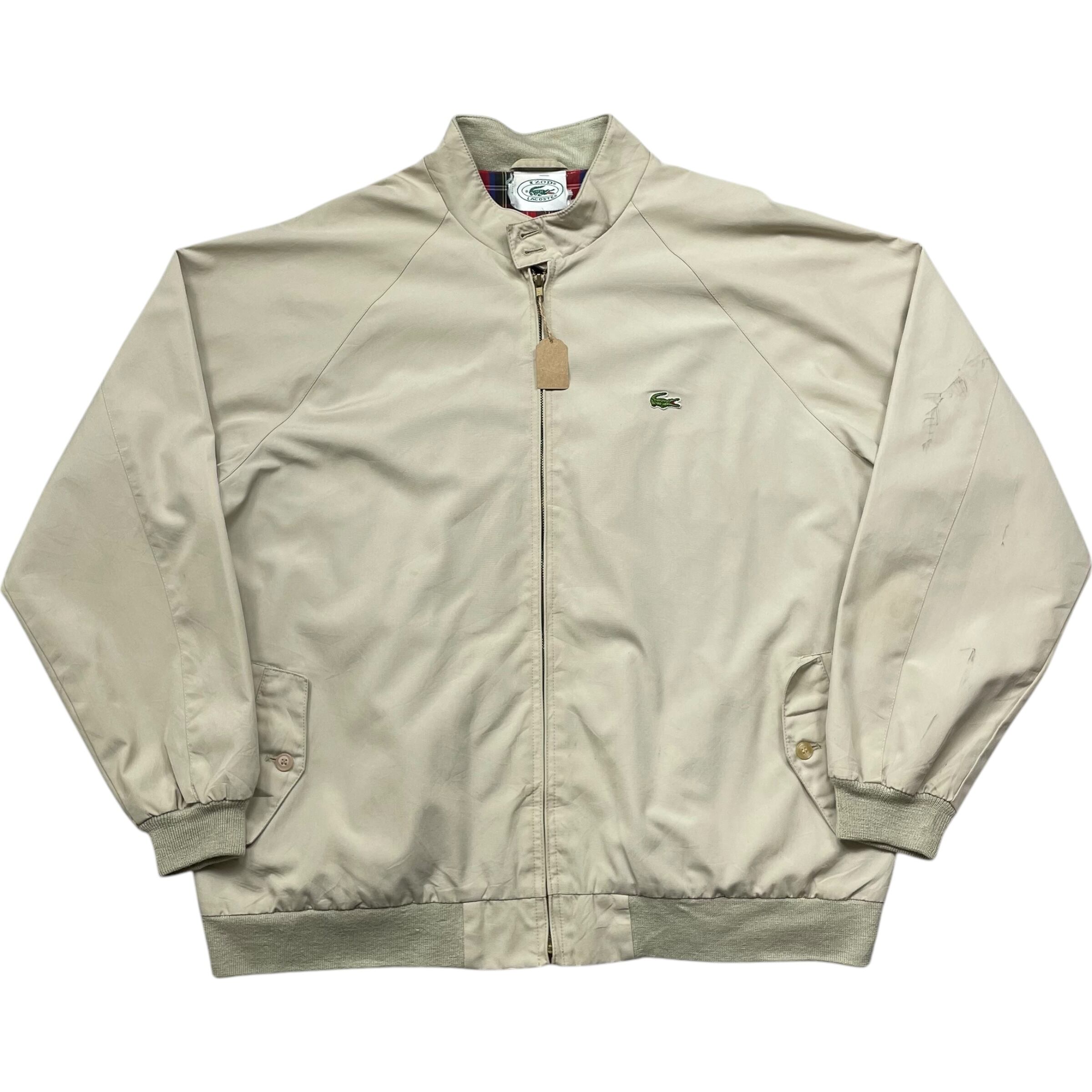 《XL》 LACOSTE ラコステ バリントンジャケット ワンポイント ベージュ 90年代〜 no.5068
