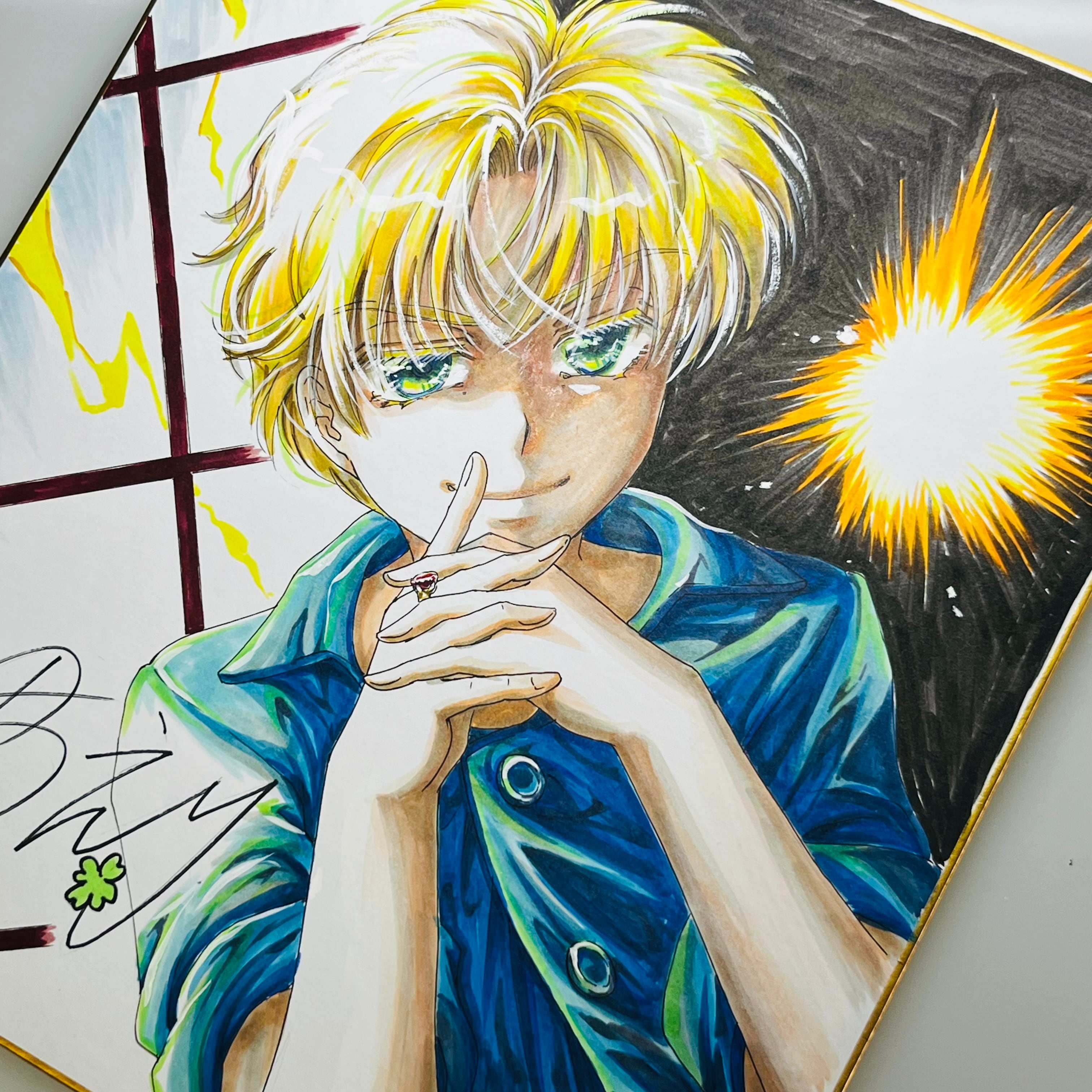 サバエとヤッたら終わる　直筆イラスト　色紙 直筆イラスト色紙 輝（稲妻） | 中貫えりSHOP