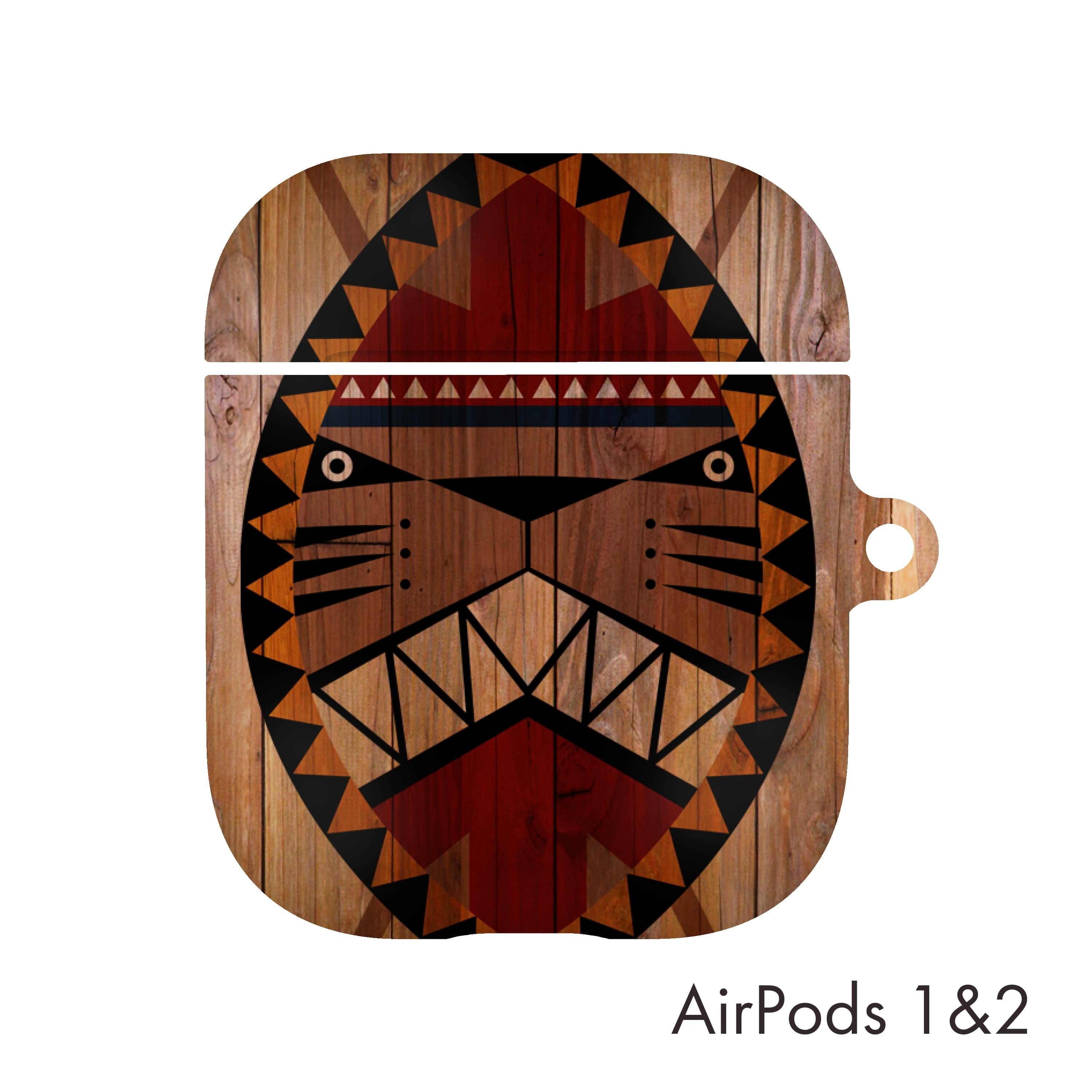 韓国 AirPodsケース[LK AFRICA] アフリカン HIPHOP 木彫風 アート デザイナーズ エアーポッズ 第1・2世代用 カバー ライオン01 (LK01)