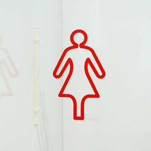ツケレルン（1way ピクトサイン）軽量 アクリル 突き出し 看板 標識 （赤 女子 トイレサイン  07）1way-0026