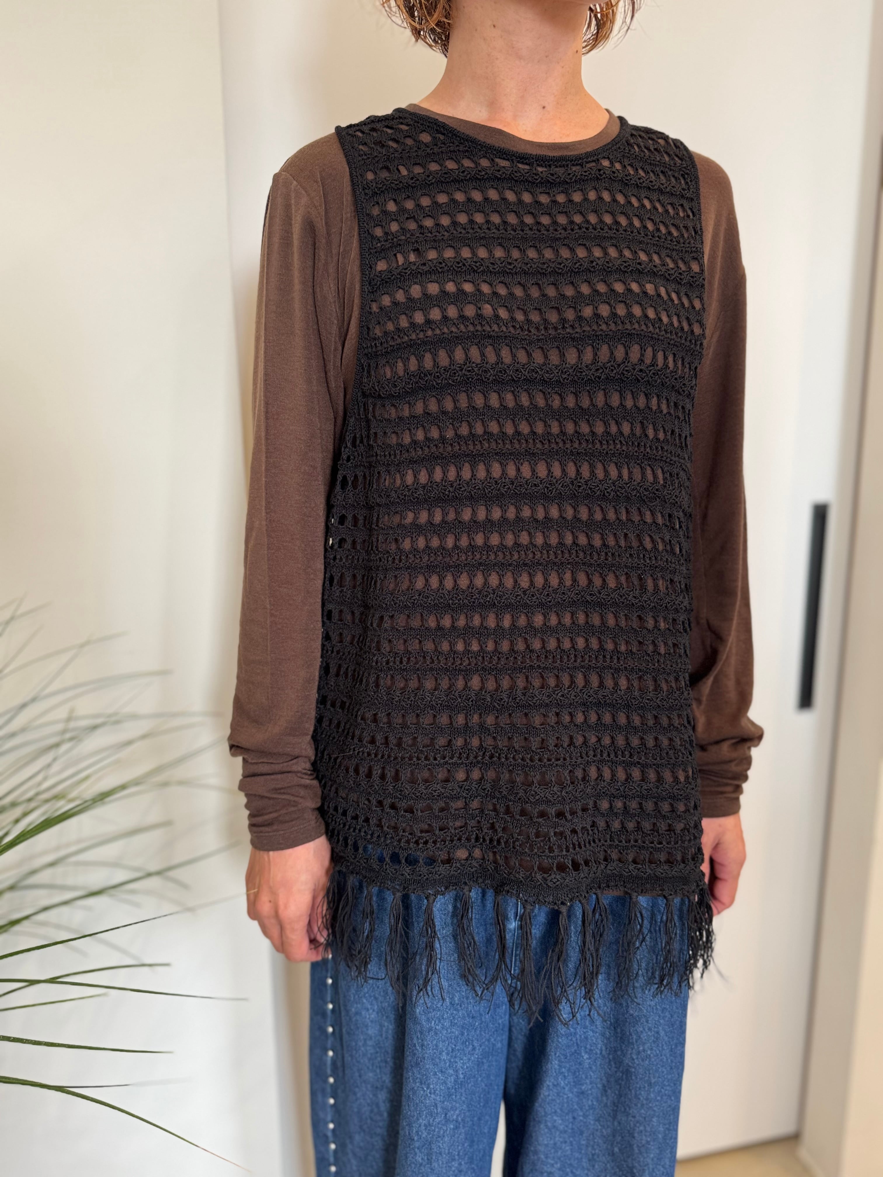 【cafune】メッシュフリンジベスト 525909