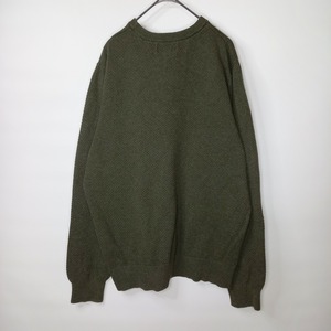 Goodiellow&co　クルーネック　コットンニット　サーマル　セーター　無地　薄手　オリーブ　カーキ　M