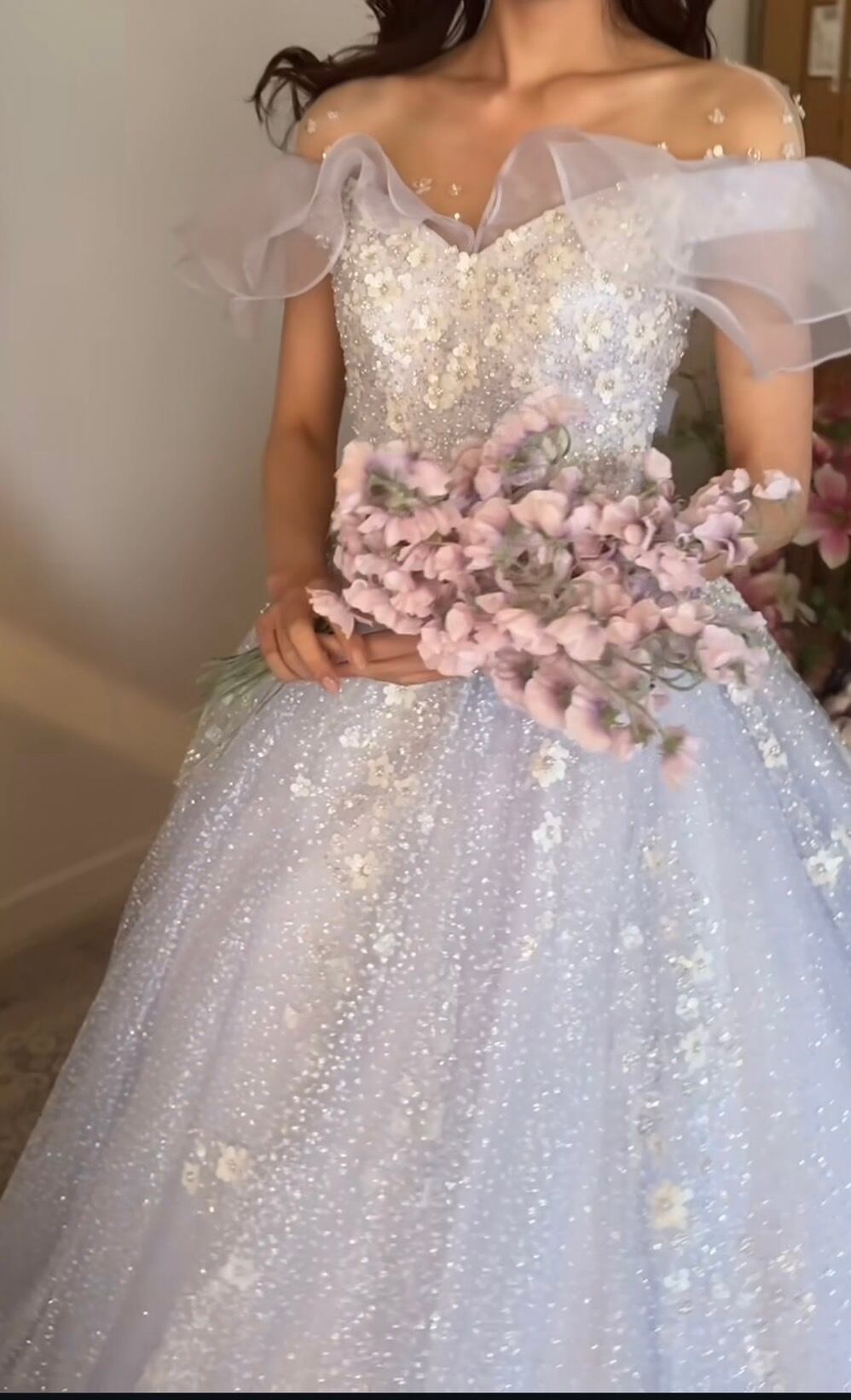 キラキラブルーカラードレス キラキラ宇宙ドレス 天使のドレス 星座