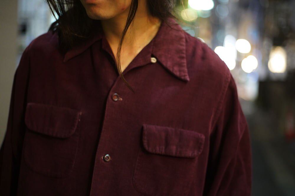 TOWNCRAFT] Vintage open collar corduroy shirt [1940s-] Vintage