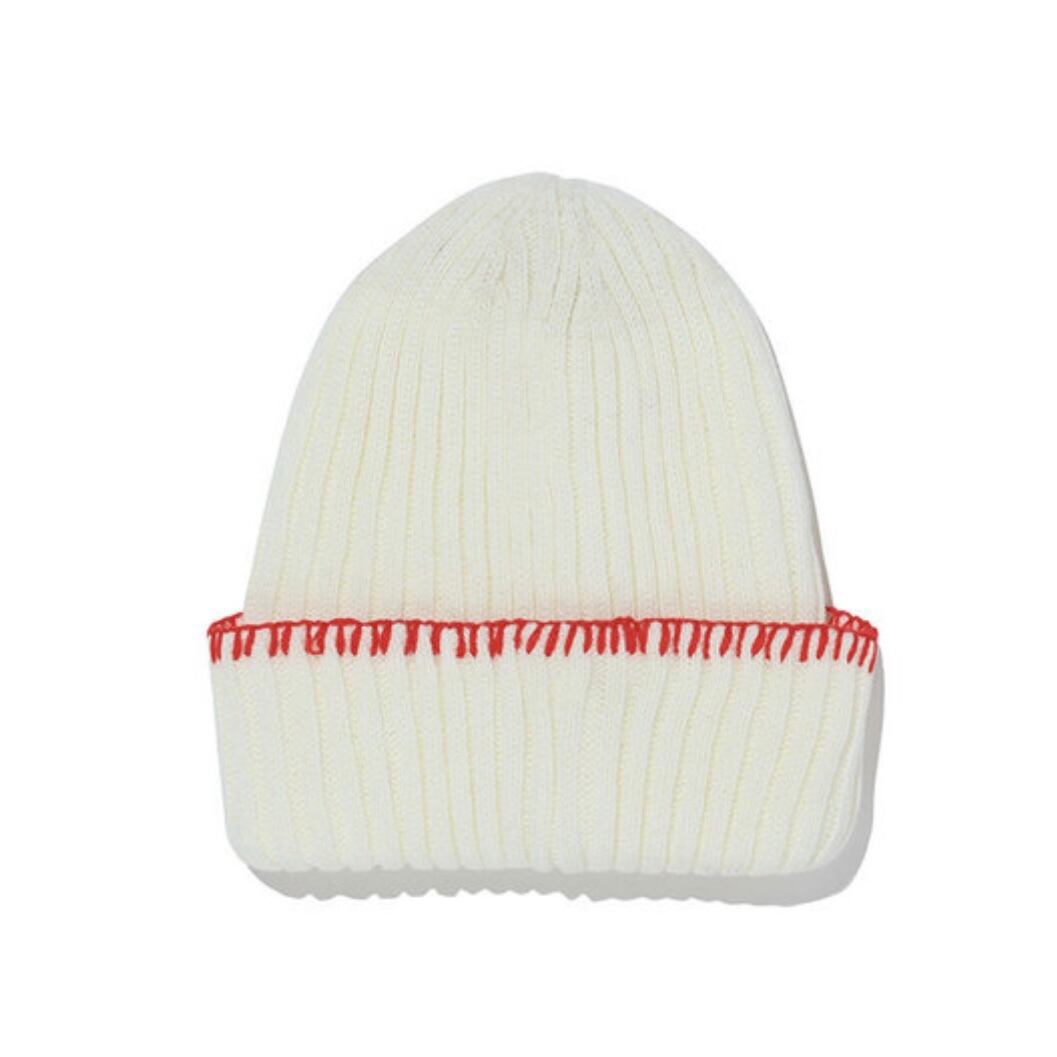 [WOOALONG] Art fit stitch beanie - IVORY 正規品 韓国 ブランド 韓国