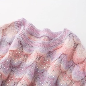 「人魚の涙」スパンコールを散りばめたマーメードのうろこニット E00295