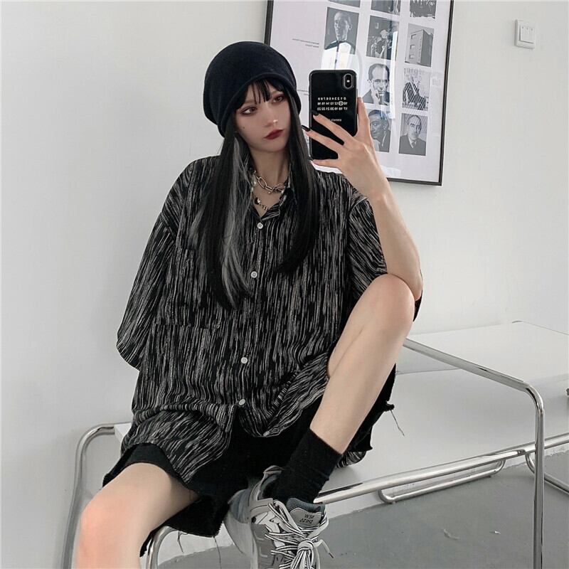 サマールーズカジュアルシャツ スタイルスタンダードレディーストップス レトロ ストリート 大きめサイズ かわいい 夏物 ケッペル45690534482