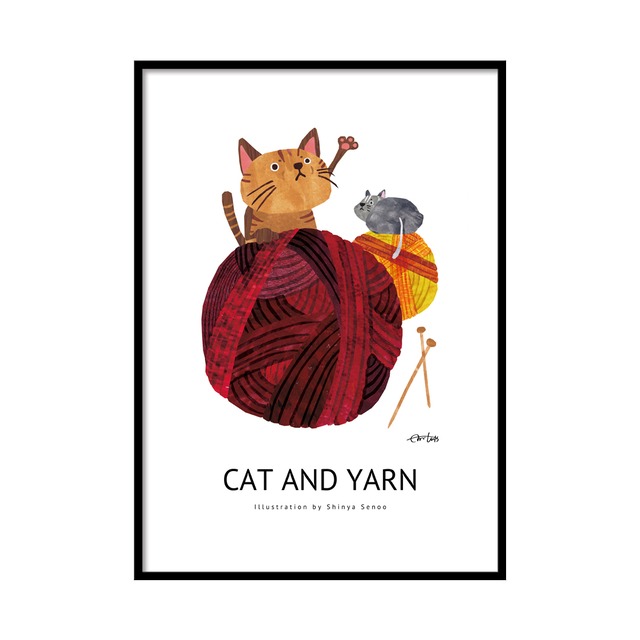 ポスター　A2サイズ(42cm×59.4cm)　『CAT AND YARN』